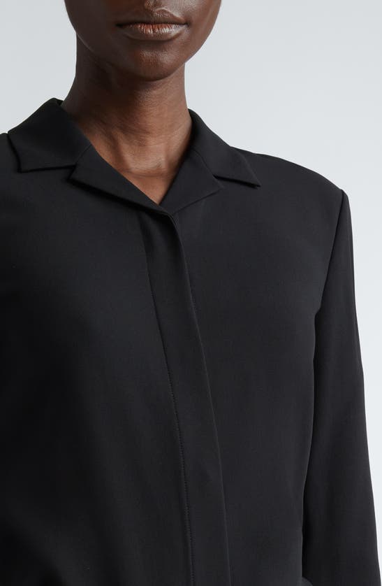 Lafayette 148 Slim Fit Notch Collar Crepe Button-up Shirt In Black