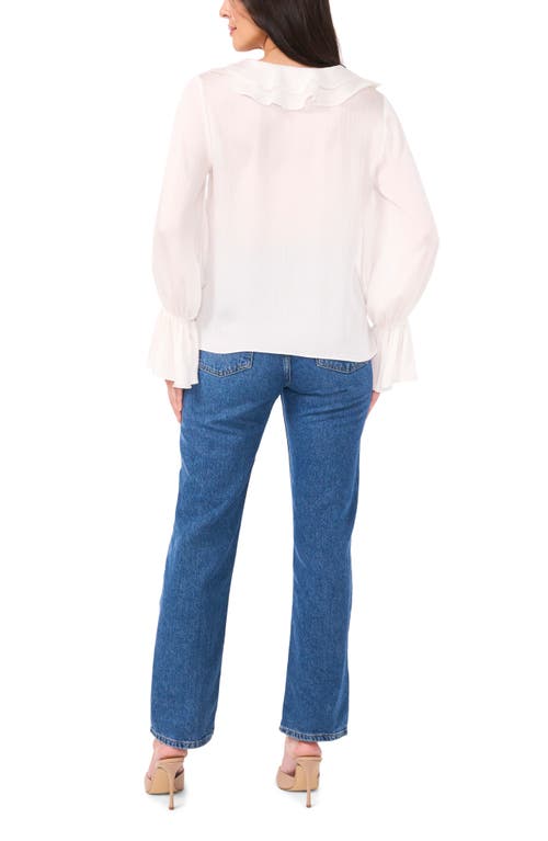 Vince Camuto Ruffle Detail Textured Top In New Ivory