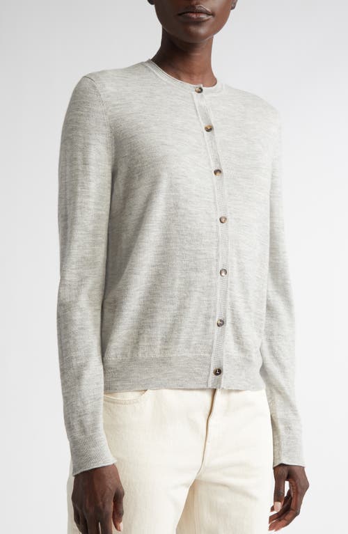 Shop Lafayette 148 New York Cashmere Crewneck Cardigan In Grey Heather