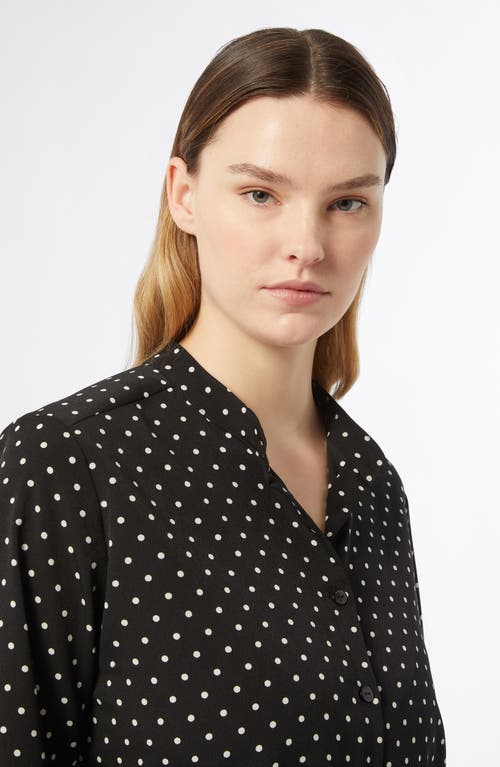 Shop Marina Rinaldi Freccia Polka Dot Button-up Shirt With Removable Scarf In Black