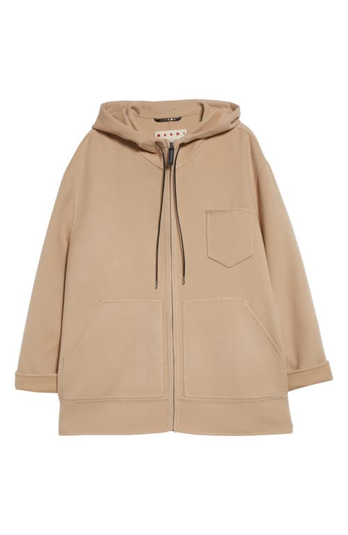 Marni Oversize Virgin Wool & Cashmere Hooded Parka In Light Camel