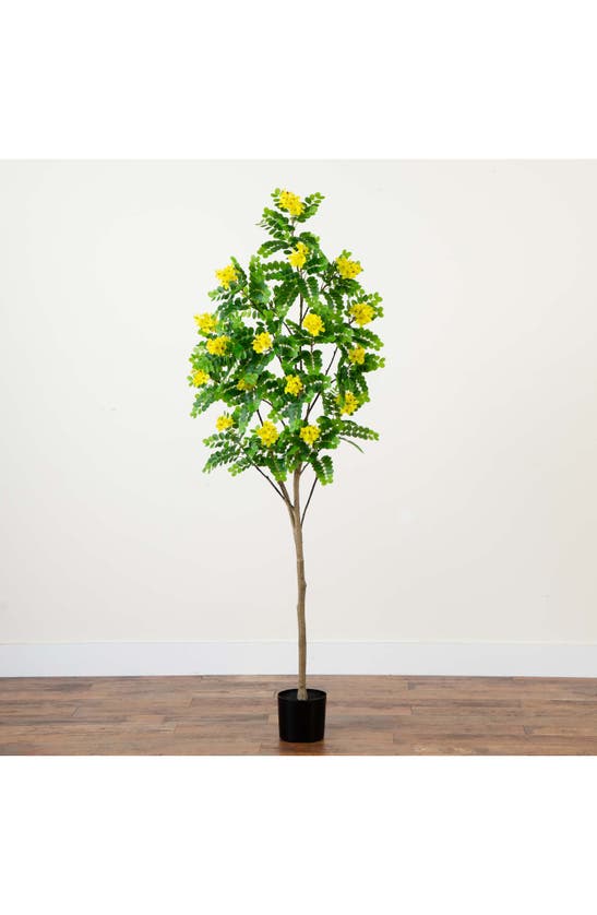 Shop Nearly Natural 6-feet Artificial Flowering Citrus Tree In Green