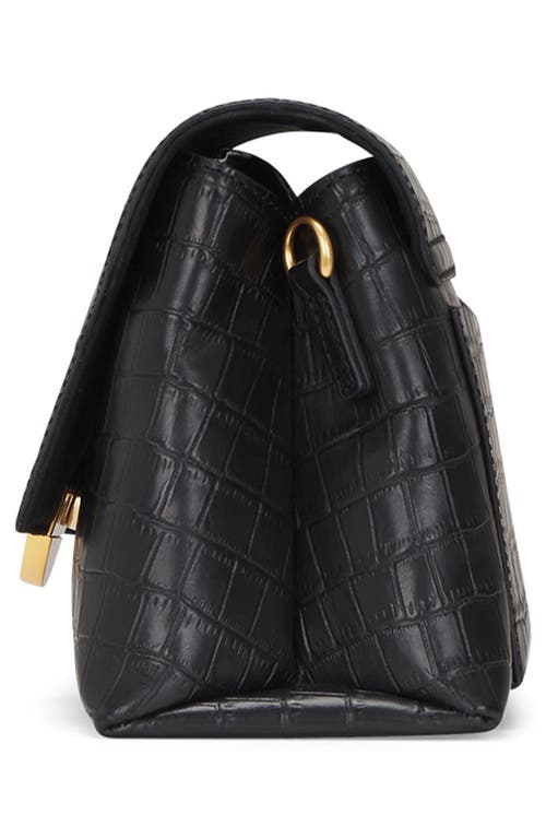 Shop Oryany Lottie Croc Embossed Leather Crossbody Bag In Black