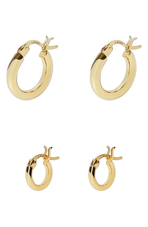 Argento Vivo Sterling Silver Set of 2 Hoop Earrings in Gold