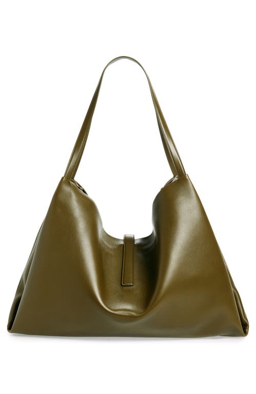 Shop Ferragamo Large Lily Leather Tote In New Olive