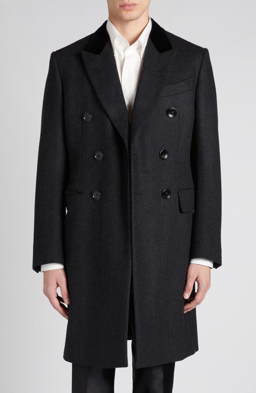 Shop Tom Ford Double Breasted Herringbone Wool & Cashmere Coat In Ig690 Charcoal