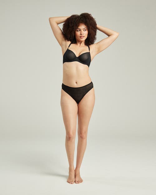 Nudea The Sheer Deco High Leg Brief In Black