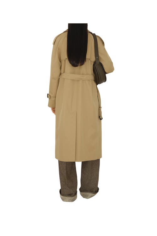Burberry Waterloo Beige Double-breasted Trench Coat With Classic Collar And Belt Closure In Cotton Woman In Brown