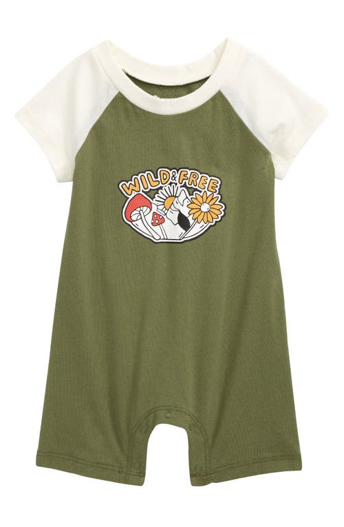 Tucker + Tate Baseball Graphic Romper in Olive Branch Wild And Free