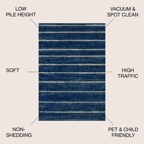 Jonathan Y Williamsburg Minimalist Stripe Area Rug In Navy/cream