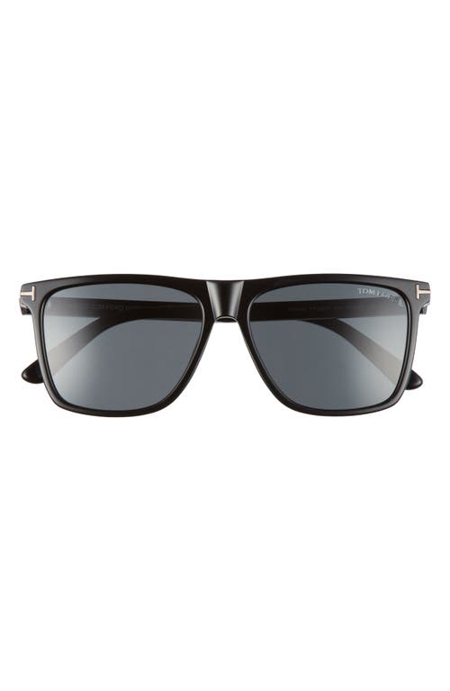 Shop Tom Ford Fletcher 57mm Sunglasses In Shiny Black/smoke