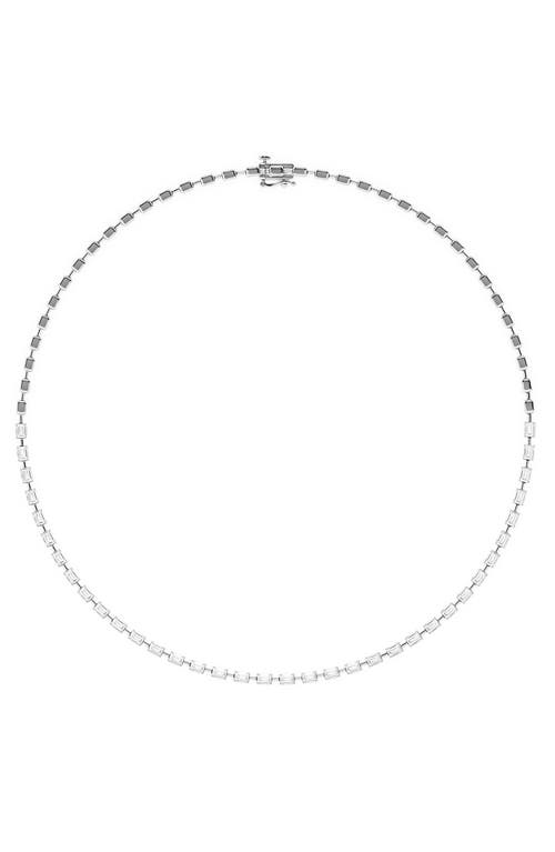 14k White Gold Radiant Cut Lab Created Diamond Necklace - 7.00 ctw