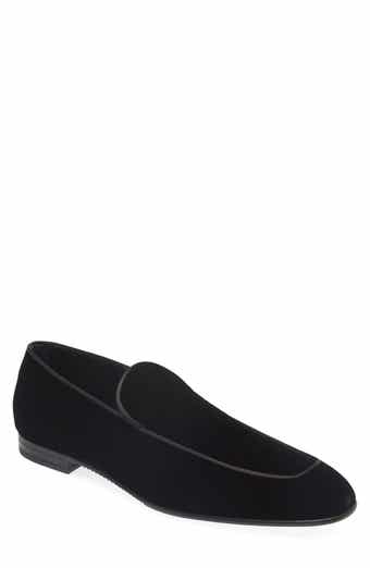 Black mens velvet loafers discount
