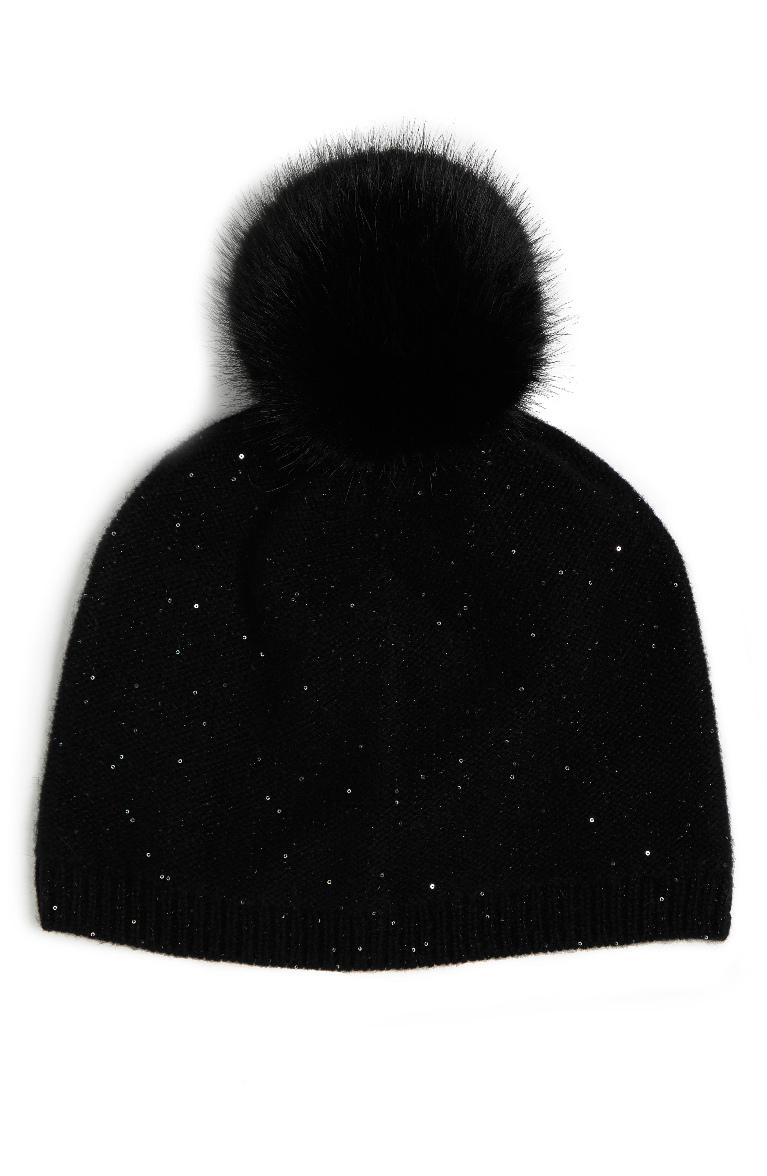 Cashmere Beanie with Heart and Mini Pompom - Pink main image 0