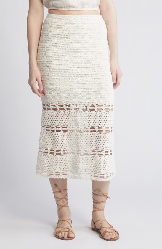 Shop Cleobella Adela Crochet Midi Skirt In Ivory