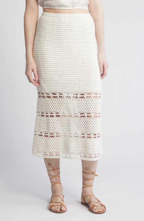 Adela Crochet Midi Skirt in Ivory