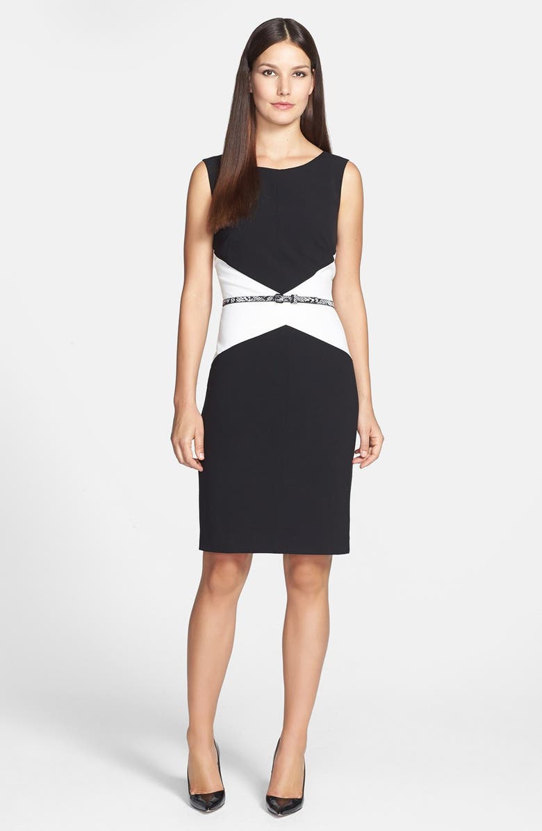 Calvin Klein Belted Colorblock Sheath Dress | Nordstrom