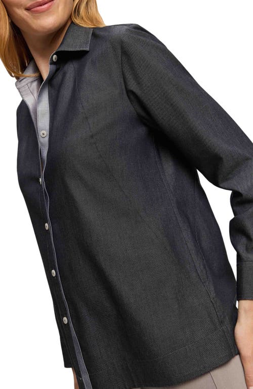 Shop Foxcroft Veronica Double Face Button-up Shirt In Charcoal