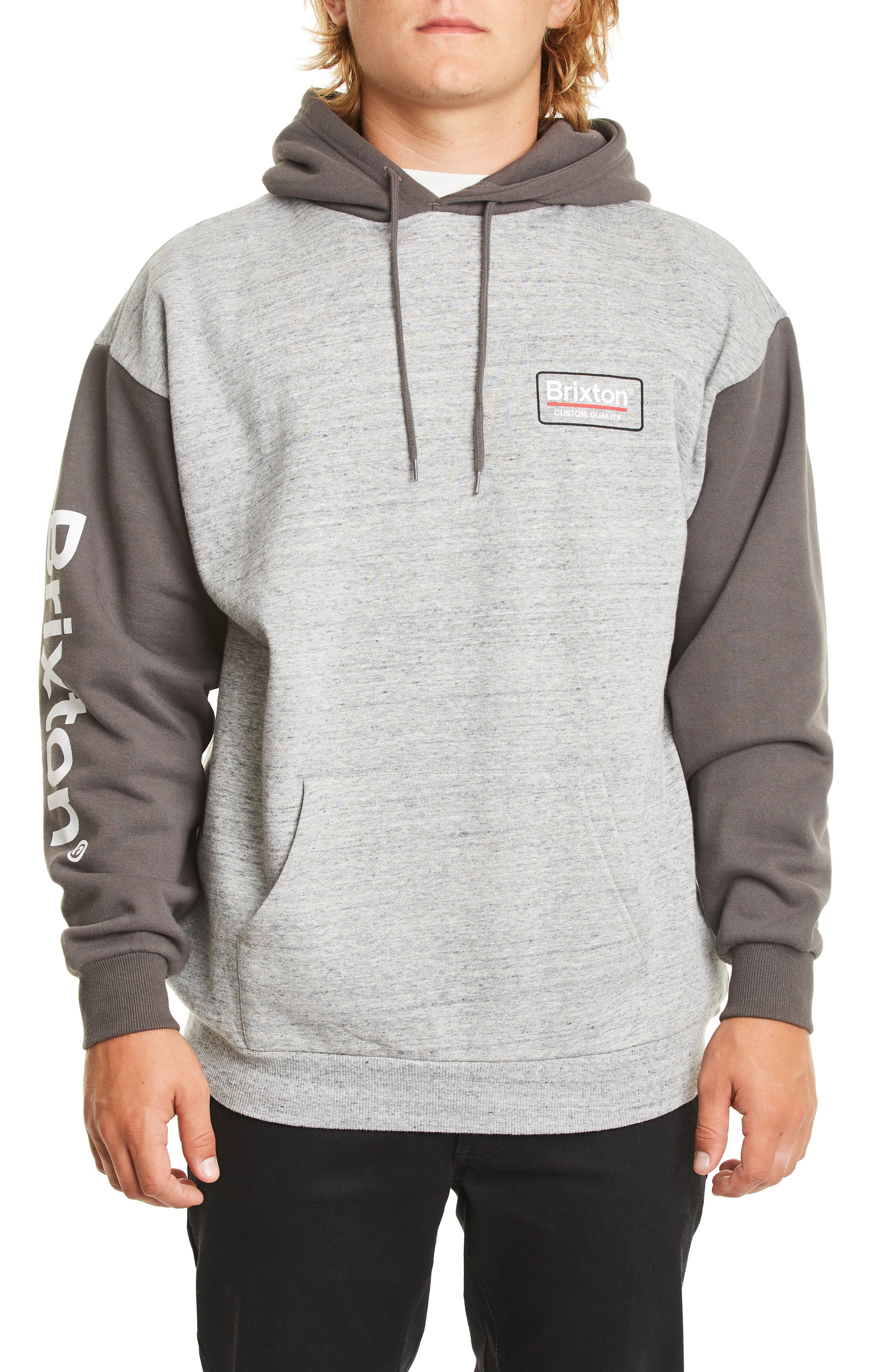 brixton palmer ii white & grey hoodie