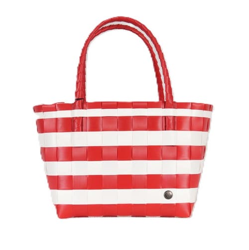 Handed By Paris Spirit Recycled Tote Bags In Chili Red/white