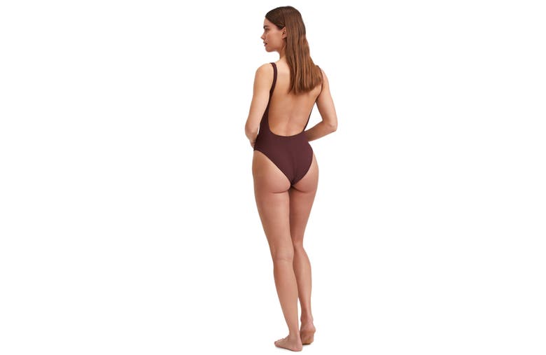 Shop Au Naturel By Gottex Solid Textured Scoop Neck One Piece Swimsuit With Low U Back In Brunette