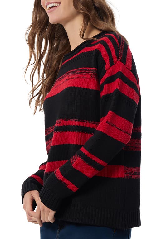 Shop Jones New York Colorblock Crewneck Sweater In Jones Black/deep Rouge