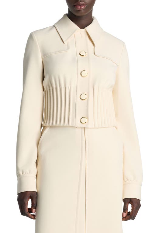 St. John Collection Corded Rib Stretch Crepe Crop Jacket Ecru at Nordstrom,