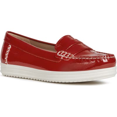 Geox Genova Moc Toe Loafer, Red