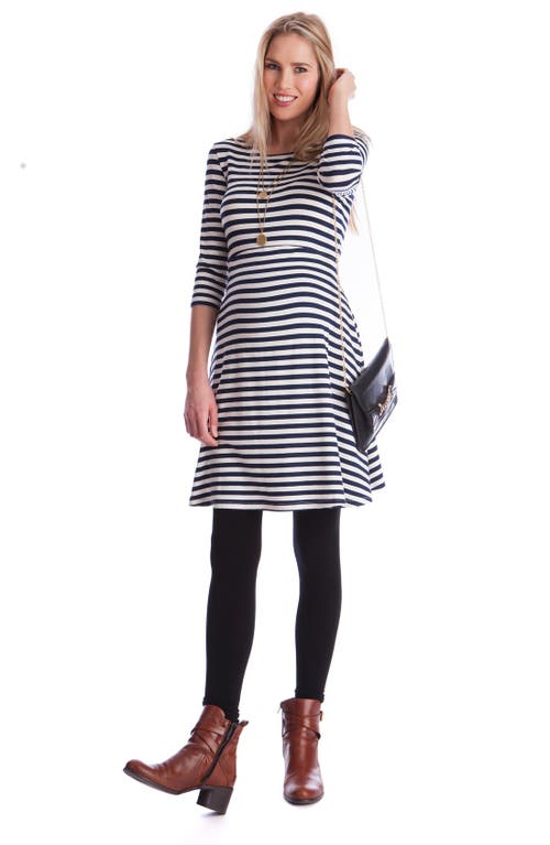 Seraphine Stripe Nursing Dress In Navy