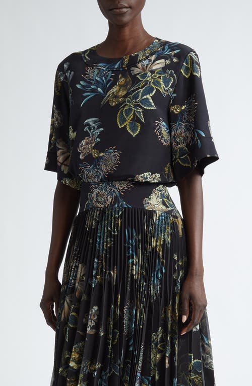 Jason Wu Collection Floral Forest Print Silk Top Black/Multi at Nordstrom,