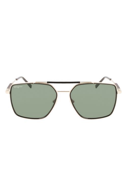 Ferragamo 59mm Rectangular Sunglasses In Metallic