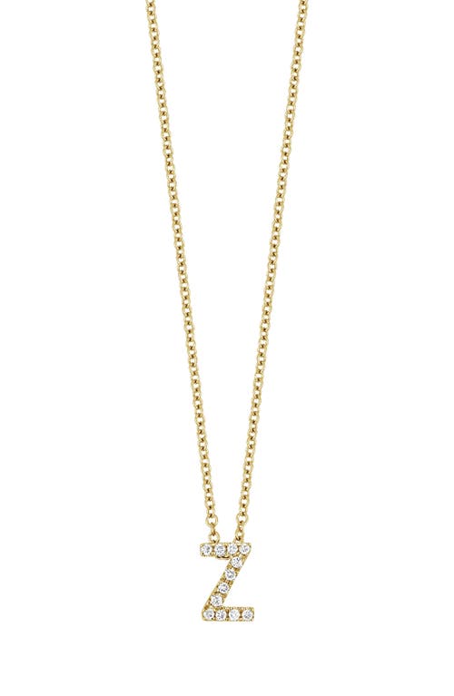 18k Gold Pavé Diamond Initial Pendant Necklace in Yellow Gold - Z