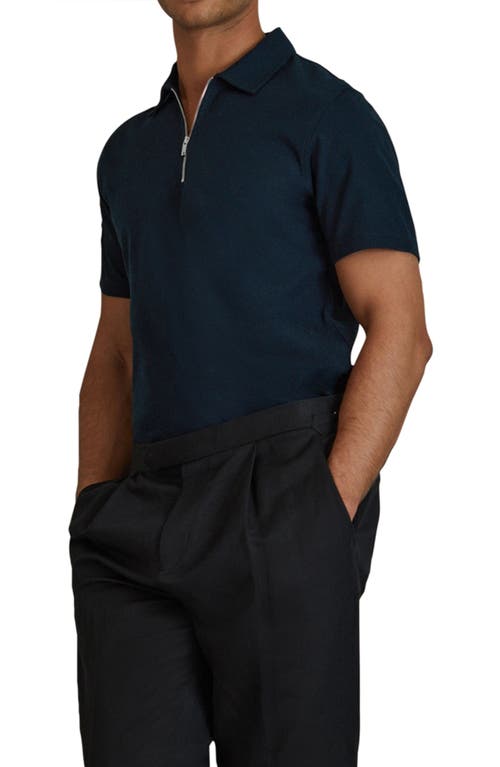 Shop Reiss Cayman Half Zip Polo In Navy