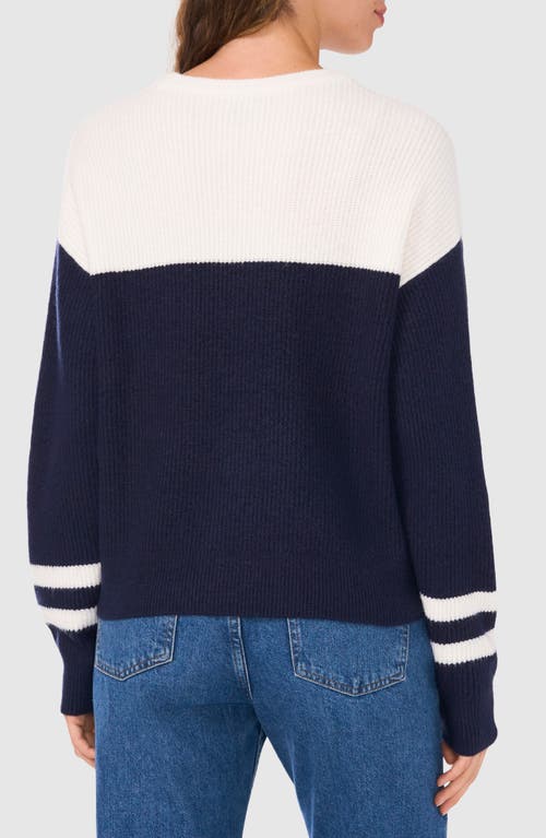 Shop Halogenr Halogen(r) Colorblock Stripe Sleeve Sweater In Classic Navy