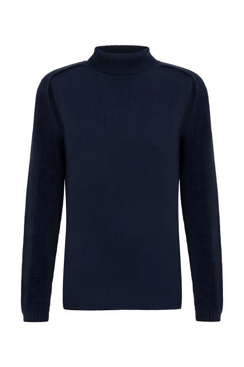 Shop Nocturne Knitted Mix Sweater In Navy Blue