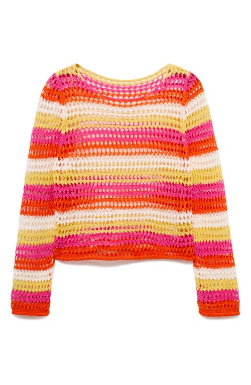 Mango Combined Crochet Sweater Orange In Orange