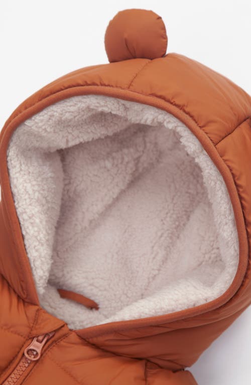 Shop Rokka&rolla Baby Fleece Lined Bear Puffer Jacket In Orange