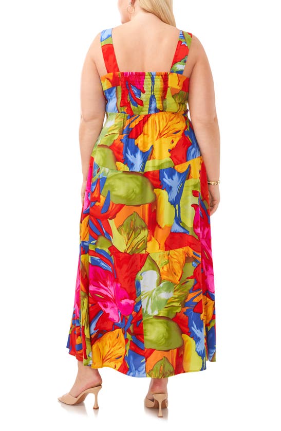 Shop Vince Camuto Print Sleeveless Tiered Maxi Dress In Orange Multi