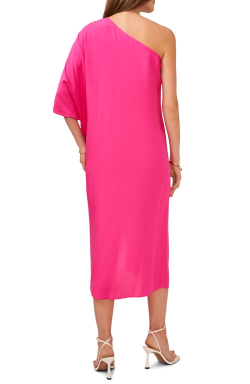 Vince Camuto One-shoulder Asymmetric Caftan Dress In Hot Pink