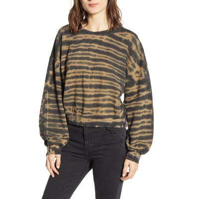 Agolde Balloon Sleeve Tie Dye Cotton Sweatshirt, Yellow