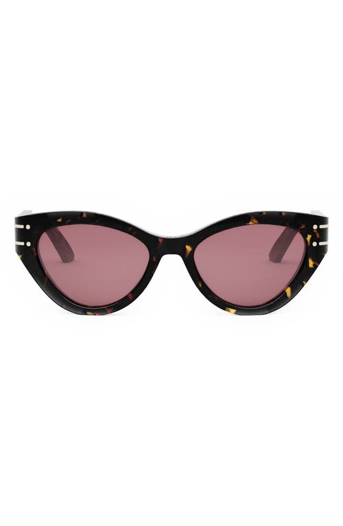 Shop Dior ‘signature B7i 52mm Cat Eye Sunglasses In Havana/bordeaux