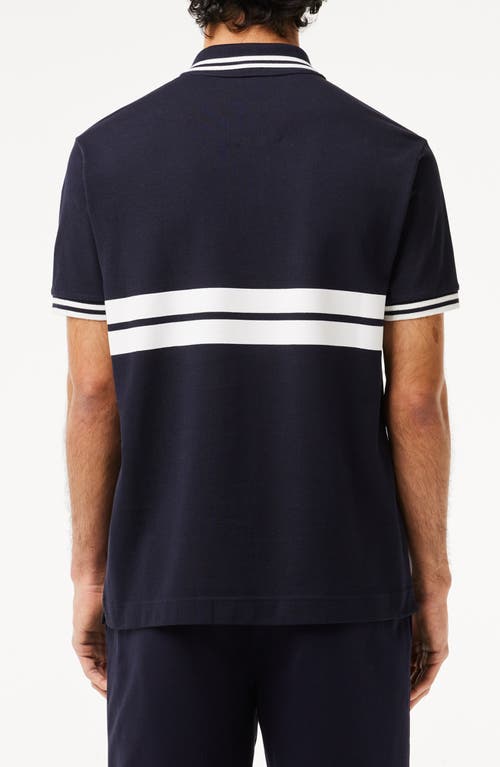 Shop Lacoste Classic Fit Stripe Piqué Knit Polo In Abimes/farine