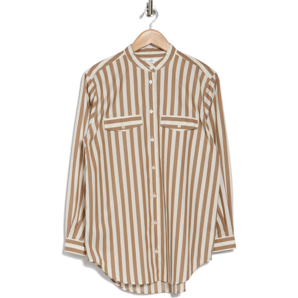 Frame Cotton Striped Shirt In Mocha Multi