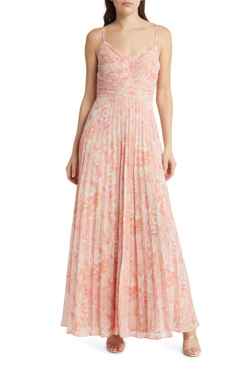 Chelsea28 Floral Print Pleated Dress in Pink Floral