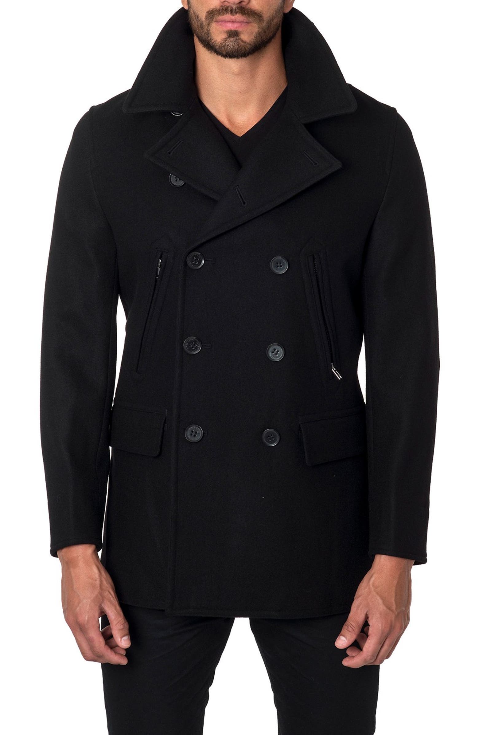 Jared Lang Wool Blend Double Breasted Peacoat | Nordstrom