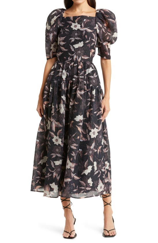 ULLA JOHNSON FLORAL PUFF SLEEVE DRESS
