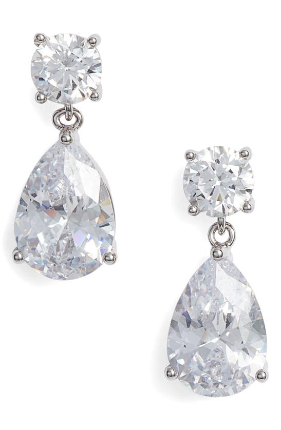 Shop Nordstrom Cubic Zirconia Teardrop Earrings In Clear- Silver