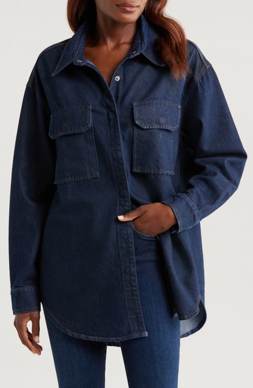 Shop Good American Oversize Denim Shirt In Indigo716