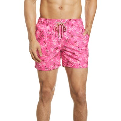 Bugatchi Starfish Nylon Swim Trunks, Pink