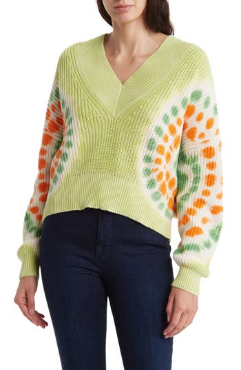 Electric & Rose Roux Tie Dye Burst Pullover Sweater In Green